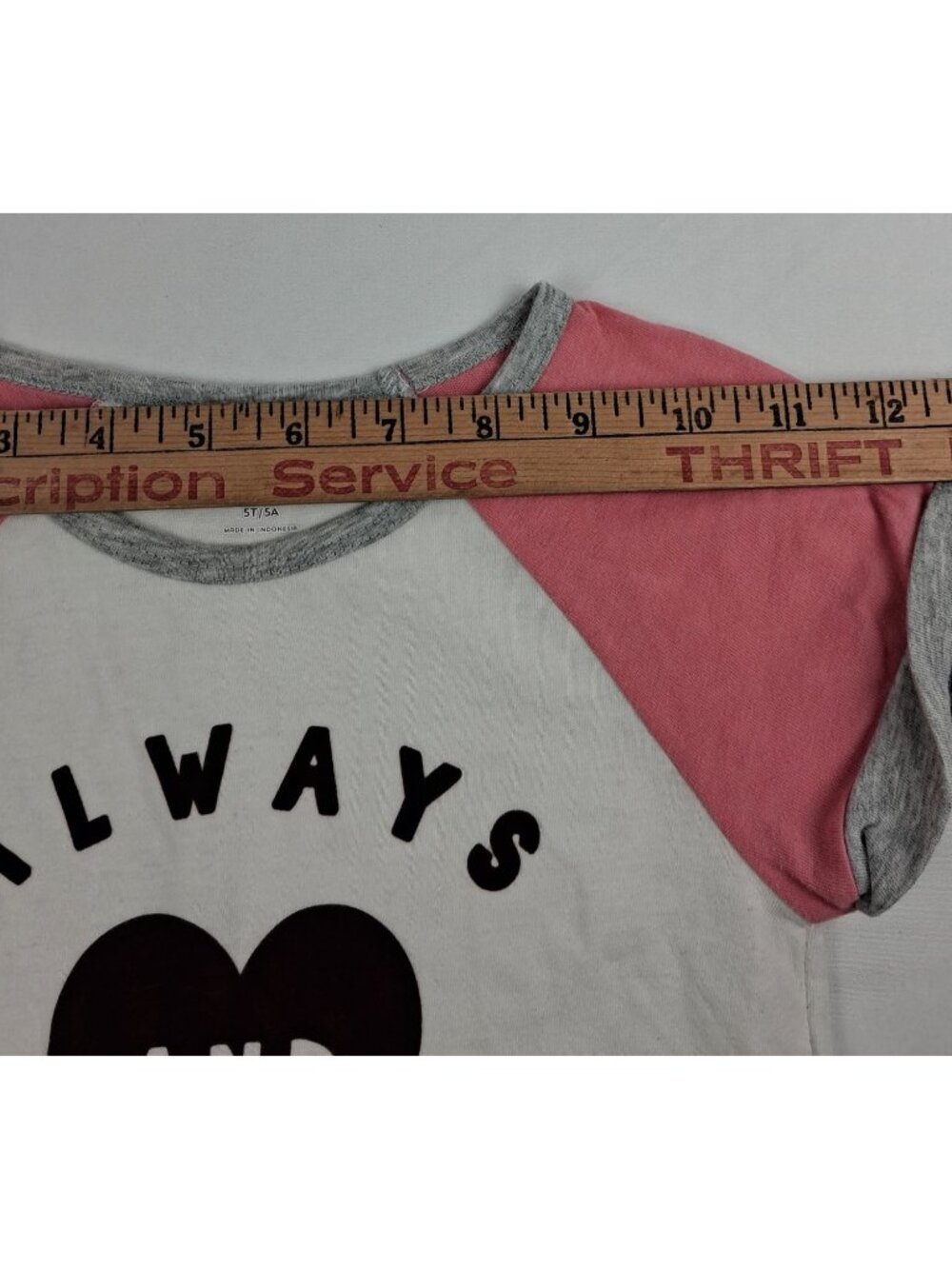 Old Navy Girls Always & Forever Dress 5T Pink & White Raglan Top Striped Bottom - Picture 5 of 7